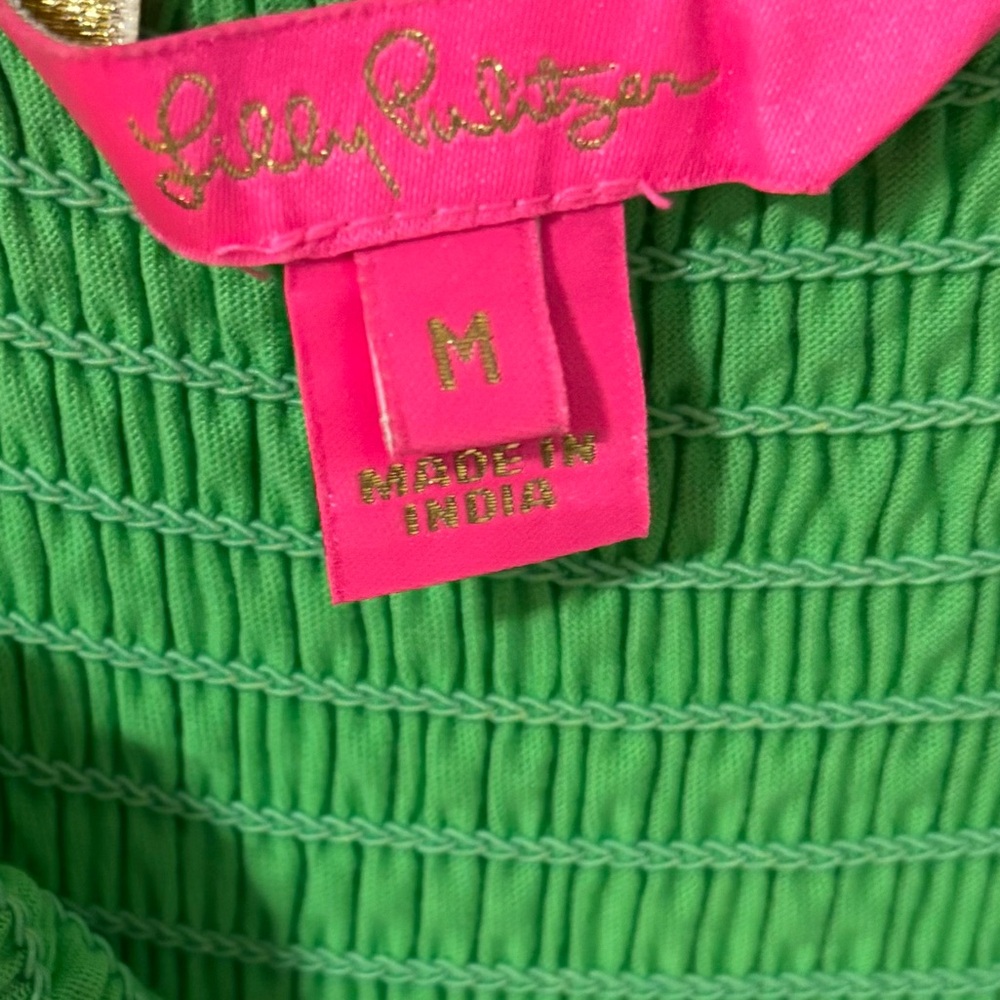 Lilly Pulitzer Modesto smocked cabana green eyelet skirted midi dress - Picture 11 of 13